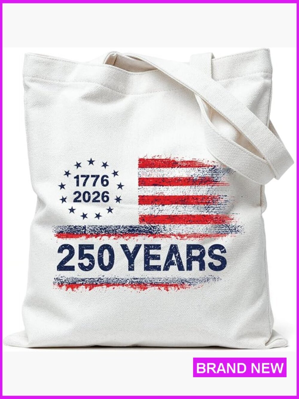 Vintage USA Flag Canvas Tote Bag Patriotic Reusable Grocery Shopping Gift